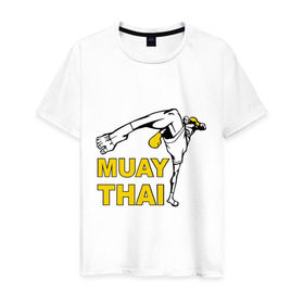 Мужская футболка хлопок с принтом Muay thai (Тайский бокс) в Белгороде, 100% хлопок | прямой крой, круглый вырез горловины, длина до линии бедер, слегка спущенное плечо. | муай тай