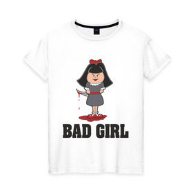 Женская футболка хлопок с принтом Bad girl плохая девочка в Белгороде, 100% хлопок | прямой крой, круглый вырез горловины, длина до линии бедер, слегка спущенное плечо | bad girl | girl | девочка