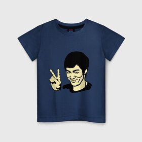 Детская футболка хлопок с принтом Позитивный Брюс Ли в Белгороде, 100% хлопок | круглый вырез горловины, полуприлегающий силуэт, длина до линии бедер | брюс ли