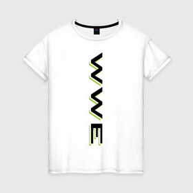 Женская футболка хлопок с принтом WWE - вертикаль в Белгороде, 100% хлопок | прямой крой, круглый вырез горловины, длина до линии бедер, слегка спущенное плечо | джон сина