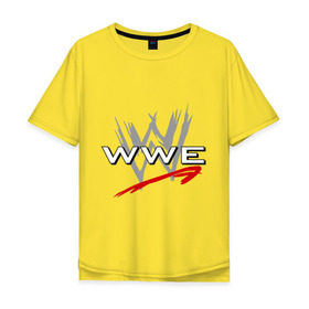 Мужская футболка хлопок Oversize с принтом WWE - горизонталь в Белгороде, 100% хлопок | свободный крой, круглый ворот, “спинка” длиннее передней части | wrestling | wwe | бои без правил | реслинг | рестлинг | спорт