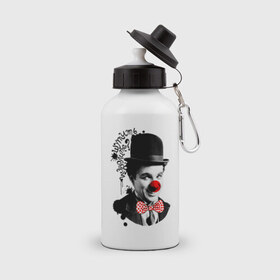 Бутылка спортивная с принтом Чарли Чаплин в Белгороде, металл | емкость — 500 мл, в комплекте две пластиковые крышки и карабин для крепления | 1 апреля | lera | день смеха | клоун | нос | прикол | шутить изволите | шутка | юморист