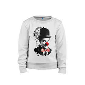 Детский свитшот хлопок с принтом Чарли Чаплин в Белгороде, 100% хлопок | круглый вырез горловины, эластичные манжеты, пояс и воротник | 1 апреля | lera | день смеха | клоун | нос | прикол | шутить изволите | шутка | юморист