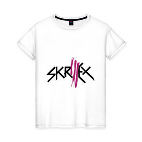 Женская футболка хлопок с принтом Skrillex logo в Белгороде, 100% хлопок | прямой крой, круглый вырез горловины, длина до линии бедер, слегка спущенное плечо | dub step | dubstep | skrilex | skrillex | даб степ | дабстеп | ди джей | диджей | музыка | скриллекс
