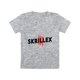 Детская футболка хлопок с принтом Skrillex logo 2 в Белгороде, 100% хлопок | круглый вырез горловины, полуприлегающий силуэт, длина до линии бедер | dub step | dubstep | skrilex | skrillex | даб степ | дабстеп | ди джей | диджей | музыка | скриллекс
