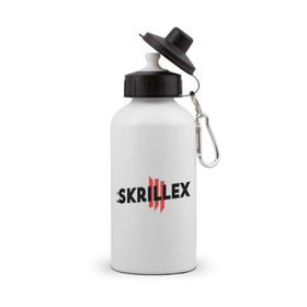 Бутылка спортивная с принтом Skrillex logo 2 в Белгороде, металл | емкость — 500 мл, в комплекте две пластиковые крышки и карабин для крепления | dub step | dubstep | skrilex | skrillex | даб степ | дабстеп | ди джей | диджей | музыка | скриллекс