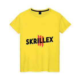 Женская футболка хлопок с принтом Skrillex logo 2 в Белгороде, 100% хлопок | прямой крой, круглый вырез горловины, длина до линии бедер, слегка спущенное плечо | dub step | dubstep | skrilex | skrillex | даб степ | дабстеп | ди джей | диджей | музыка | скриллекс