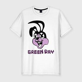 Мужская футболка премиум с принтом Green day rabbit в Белгороде, 92% хлопок, 8% лайкра | приталенный силуэт, круглый вырез ворота, длина до линии бедра, короткий рукав | green day | rock | грин дэй | кролик | музыка | рок группа