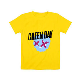 Детская футболка хлопок с принтом Green day skull в Белгороде, 100% хлопок | круглый вырез горловины, полуприлегающий силуэт, длина до линии бедер | green day | rock | грин дэй | музыка | рок группа