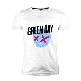Мужская футболка премиум с принтом Green day skull в Белгороде, 92% хлопок, 8% лайкра | приталенный силуэт, круглый вырез ворота, длина до линии бедра, короткий рукав | green day | rock | грин дэй | музыка | рок группа