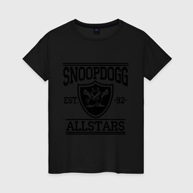 Женская футболка хлопок с принтом Snoopdogg в Белгороде, 100% хлопок | прямой крой, круглый вырез горловины, длина до линии бедер, слегка спущенное плечо | snoopdogg | зарубежный рэп | музыка | рэп | снуп дог