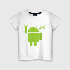 Детская футболка хлопок с принтом android dance в Белгороде, 100% хлопок | круглый вырез горловины, полуприлегающий силуэт, длина до линии бедер | android | андроид