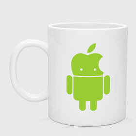 Кружка с принтом Android Applehead в Белгороде, керамика | объем — 330 мл, диаметр — 80 мм. Принт наносится на бока кружки, можно сделать два разных изображения | android | apple | админам | андроид | для админов | эпл