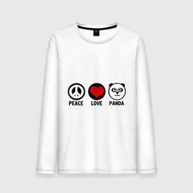 Мужской лонгслив хлопок с принтом Peace, love, panda (мир любовь панда) в Белгороде, 100% хлопок |  | love | panda | peace | любовь | мир