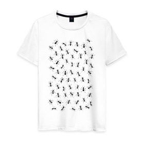 Мужская футболка хлопок с принтом Армия мурашей в Белгороде, 100% хлопок | прямой крой, круглый вырез горловины, длина до линии бедер, слегка спущенное плечо. | армия мураьев | муравьи | насекомые