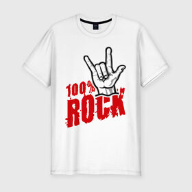 Мужская футболка премиум с принтом 100% Rock (Кoza) в Белгороде, 92% хлопок, 8% лайкра | приталенный силуэт, круглый вырез ворота, длина до линии бедра, короткий рукав | Тематика изображения на принте: 100 rock | rock | рок | рок музыка