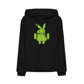 Мужская толстовка хлопок с принтом Android Playboy в Белгороде, френч-терри, мягкий теплый начес внутри (100% хлопок) | карман-кенгуру, эластичные манжеты и нижняя кромка, капюшон с подкладом и шнурком | android | play | андроид | плейбой
