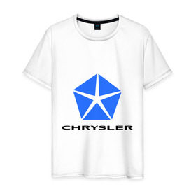 Мужская футболка хлопок с принтом Chrysler логотип в Белгороде, 100% хлопок | прямой крой, круглый вырез горловины, длина до линии бедер, слегка спущенное плечо. | Тематика изображения на принте: chrysler | краислер | логотип chrysler | логотип краислер