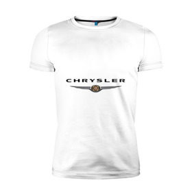 Мужская футболка премиум с принтом Chrysler logo в Белгороде, 92% хлопок, 8% лайкра | приталенный силуэт, круглый вырез ворота, длина до линии бедра, короткий рукав | chrysler | автомобиль chrysler | автомобиль краислер | краислер | логотип chrysler | логотип краислер