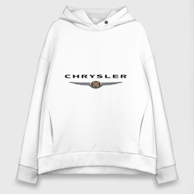 Женское худи Oversize хлопок с принтом Chrysler logo в Белгороде, френч-терри — 70% хлопок, 30% полиэстер. Мягкий теплый начес внутри —100% хлопок | боковые карманы, эластичные манжеты и нижняя кромка, капюшон на магнитной кнопке | chrysler | автомобиль chrysler | автомобиль краислер | краислер | логотип chrysler | логотип краислер