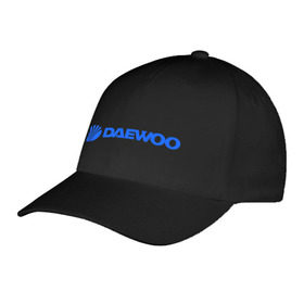 Бейсболка с принтом Daewoo горизонтальный в Белгороде, 100% хлопок | классический козырек, металлическая застежка-регулятор размера | Тематика изображения на принте: daewoo | автомобиль daewoo | автомобиль дейву | дайву | логотип daewoo | логотип дайву | логотип дейву