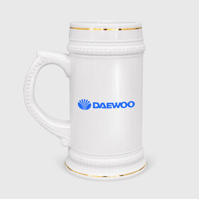 Кружка пивная с принтом Daewoo горизонтальный в Белгороде,  керамика (Материал выдерживает высокую температуру, стоит избегать резкого перепада температур) |  объем 630 мл | daewoo | автомобиль daewoo | автомобиль дейву | дайву | логотип daewoo | логотип дайву | логотип дейву