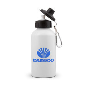 Бутылка спортивная с принтом Logo daewoo в Белгороде, металл | емкость — 500 мл, в комплекте две пластиковые крышки и карабин для крепления | Тематика изображения на принте: daewoo | автомобиль daewoo | автомобиль дейву | дайву | логотип daewoo | логотип дайву | логотип дейву