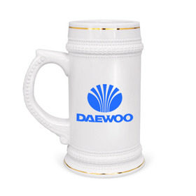 Кружка пивная с принтом Logo daewoo в Белгороде,  керамика (Материал выдерживает высокую температуру, стоит избегать резкого перепада температур) |  объем 630 мл | daewoo | автомобиль daewoo | автомобиль дейву | дайву | логотип daewoo | логотип дайву | логотип дейву