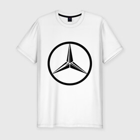 Мужская футболка премиум с принтом Mercedes-Benz logo в Белгороде, 92% хлопок, 8% лайкра | приталенный силуэт, круглый вырез ворота, длина до линии бедра, короткий рукав | mercedes | mercedes benz | логотип mercedes | логотип mercedes benz | логотип мерседерс бенс | мерен | мерседерс | мерседерс бенс