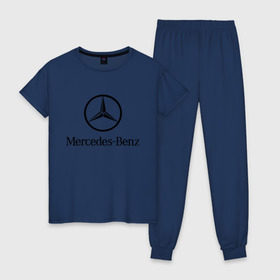 Женская пижама хлопок с принтом Logo Mercedes-Benz в Белгороде, 100% хлопок | брюки и футболка прямого кроя, без карманов, на брюках мягкая резинка на поясе и по низу штанин | mercedes | mercedes benz | логотип mercedes | логотип mercedes benz | логотип мерседерс бенс | мерен | мерседерс | мерседерс бенс