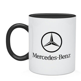 Кружка двухцветная с принтом Logo Mercedes-Benz в Белгороде, керамика | объем — 330 мл, диаметр — 80 мм. Цветная ручка и кайма сверху, в некоторых цветах — вся внутренняя часть | Тематика изображения на принте: mercedes | mercedes benz | логотип mercedes | логотип mercedes benz | логотип мерседерс бенс | мерен | мерседерс | мерседерс бенс