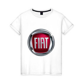 Женская футболка хлопок с принтом FIAT logo в Белгороде, 100% хлопок | прямой крой, круглый вырез горловины, длина до линии бедер, слегка спущенное плечо | fiat | автомобиль фиат | логотип fiat | логотип фиат | фиат