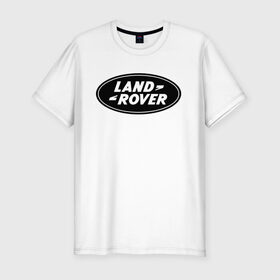 Мужская футболка премиум с принтом Land Rover logo в Белгороде, 92% хлопок, 8% лайкра | приталенный силуэт, круглый вырез ворота, длина до линии бедра, короткий рукав | land rove | автомобиль land rove | автомобиль ланд ровер | ланд ровер
