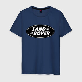 Мужская футболка хлопок с принтом Land Rover logo в Белгороде, 100% хлопок | прямой крой, круглый вырез горловины, длина до линии бедер, слегка спущенное плечо. | land rove | автомобиль land rove | автомобиль ланд ровер | ланд ровер