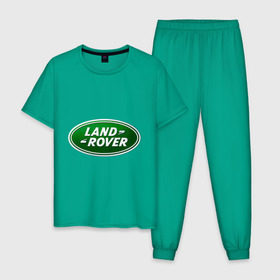 Мужская пижама хлопок с принтом Logo Land Rover в Белгороде, 100% хлопок | брюки и футболка прямого кроя, без карманов, на брюках мягкая резинка на поясе и по низу штанин
 | land rove | автомобиль land rove | автомобиль ланд ровер | ланд ровер