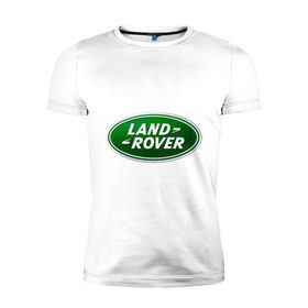 Мужская футболка премиум с принтом Logo Land Rover в Белгороде, 92% хлопок, 8% лайкра | приталенный силуэт, круглый вырез ворота, длина до линии бедра, короткий рукав | land rove | автомобиль land rove | автомобиль ланд ровер | ланд ровер