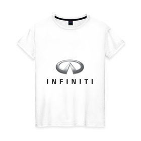 Женская футболка хлопок с принтом Logo Infiniti в Белгороде, 100% хлопок | прямой крой, круглый вырез горловины, длина до линии бедер, слегка спущенное плечо | infiniti автомобиль | автомобиль инфинити | инфинити | логотип infiniti | логотип инфинити