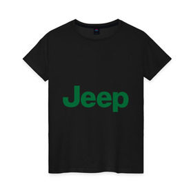 Женская футболка хлопок с принтом Logo Jeep в Белгороде, 100% хлопок | прямой крой, круглый вырез горловины, длина до линии бедер, слегка спущенное плечо | jeep | автомобиль jeep | автомобиль джип | джип | логотип jeep | логотип джип