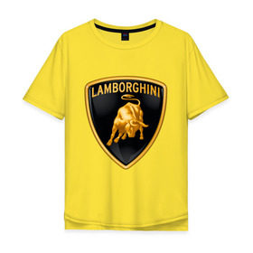 Мужская футболка хлопок Oversize с принтом Lamborghini logo в Белгороде, 100% хлопок | свободный крой, круглый ворот, “спинка” длиннее передней части | lamborghini | автомобиль lamborghini | ламборджини | ламборджини автомобиль | логотип lamborghini | логотип ламборджини