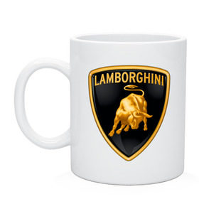 Кружка с принтом Lamborghini logo в Белгороде, керамика | объем — 330 мл, диаметр — 80 мм. Принт наносится на бока кружки, можно сделать два разных изображения | Тематика изображения на принте: lamborghini | автомобиль lamborghini | ламборджини | ламборджини автомобиль | логотип lamborghini | логотип ламборджини