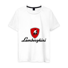Мужская футболка хлопок с принтом Logo lamborghini в Белгороде, 100% хлопок | прямой крой, круглый вырез горловины, длина до линии бедер, слегка спущенное плечо. | lamborghini | автомобиль lamborghini | ламборджини | ламборджини автомобиль | логотип lamborghini | логотип ламборджини