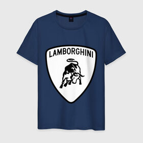 Мужская футболка хлопок с принтом Lamborghini лого в Белгороде, 100% хлопок | прямой крой, круглый вырез горловины, длина до линии бедер, слегка спущенное плечо. | Тематика изображения на принте: lamborghini | автомобиль lamborghini | ламборджини | ламборджини автомобиль | логотип lamborghini | логотип ламборджини