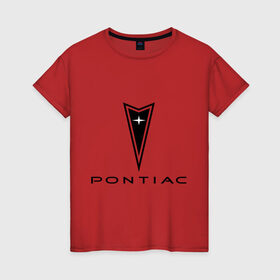 Женская футболка хлопок с принтом Pontiac logo в Белгороде, 100% хлопок | прямой крой, круглый вырез горловины, длина до линии бедер, слегка спущенное плечо | pontiac | автомобиль pontiac | логотип pontiac | логотип понтиак | понтиак | понтиак автомобиль