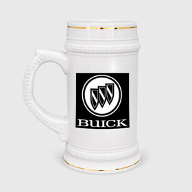 Кружка пивная с принтом Buick лого в Белгороде,  керамика (Материал выдерживает высокую температуру, стоит избегать резкого перепада температур) |  объем 630 мл | Тематика изображения на принте: buick | автомобиль buick | логотип buick