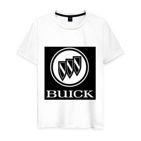 Мужская футболка хлопок с принтом Buick лого в Белгороде, 100% хлопок | прямой крой, круглый вырез горловины, длина до линии бедер, слегка спущенное плечо. | buick | автомобиль buick | логотип buick