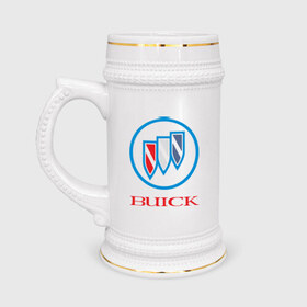 Кружка пивная с принтом Logo buick в Белгороде,  керамика (Материал выдерживает высокую температуру, стоит избегать резкого перепада температур) |  объем 630 мл | buick | автомобиль buick | логотип buick