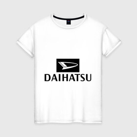 Женская футболка хлопок с принтом Daihatsu в Белгороде, 100% хлопок | прямой крой, круглый вырез горловины, длина до линии бедер, слегка спущенное плечо | daihatsu | автомобиль daihatsu | логотип daihatsu