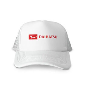 Кепка тракер с сеткой с принтом Daihatsu logo в Белгороде, трикотажное полотно; задняя часть — сетка | длинный козырек, универсальный размер, пластиковая застежка | daihatsu | автомобиль daihatsu | логотип daihatsu