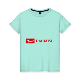 Женская футболка хлопок с принтом Daihatsu logo в Белгороде, 100% хлопок | прямой крой, круглый вырез горловины, длина до линии бедер, слегка спущенное плечо | daihatsu | автомобиль daihatsu | логотип daihatsu