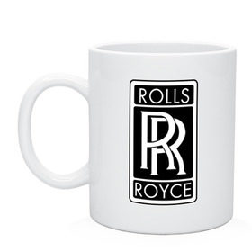 Кружка с принтом Rolls-Royce в Белгороде, керамика | объем — 330 мл, диаметр — 80 мм. Принт наносится на бока кружки, можно сделать два разных изображения | Тематика изображения на принте: rolls royce | rr | автобренды | автолюбителям | бренд | логотип | ролл ройс | ролс ройс